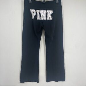 Vintage Y2K Pink Victoria’s Secret XS Black Wide Leg Yoga Pants 2010 Flare Logo